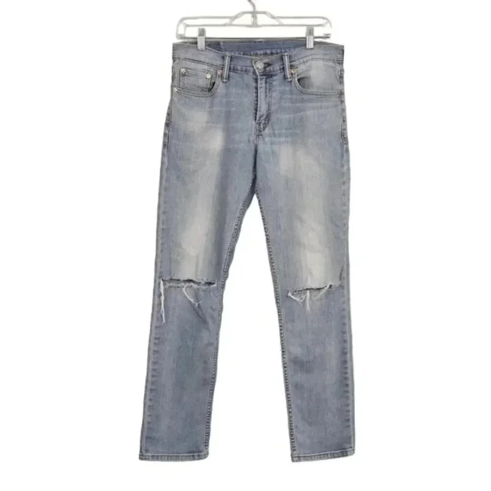 Levi's Men's 511 Slim Fit Light Wash Jeans  Distressed Ripped Knee 30x30